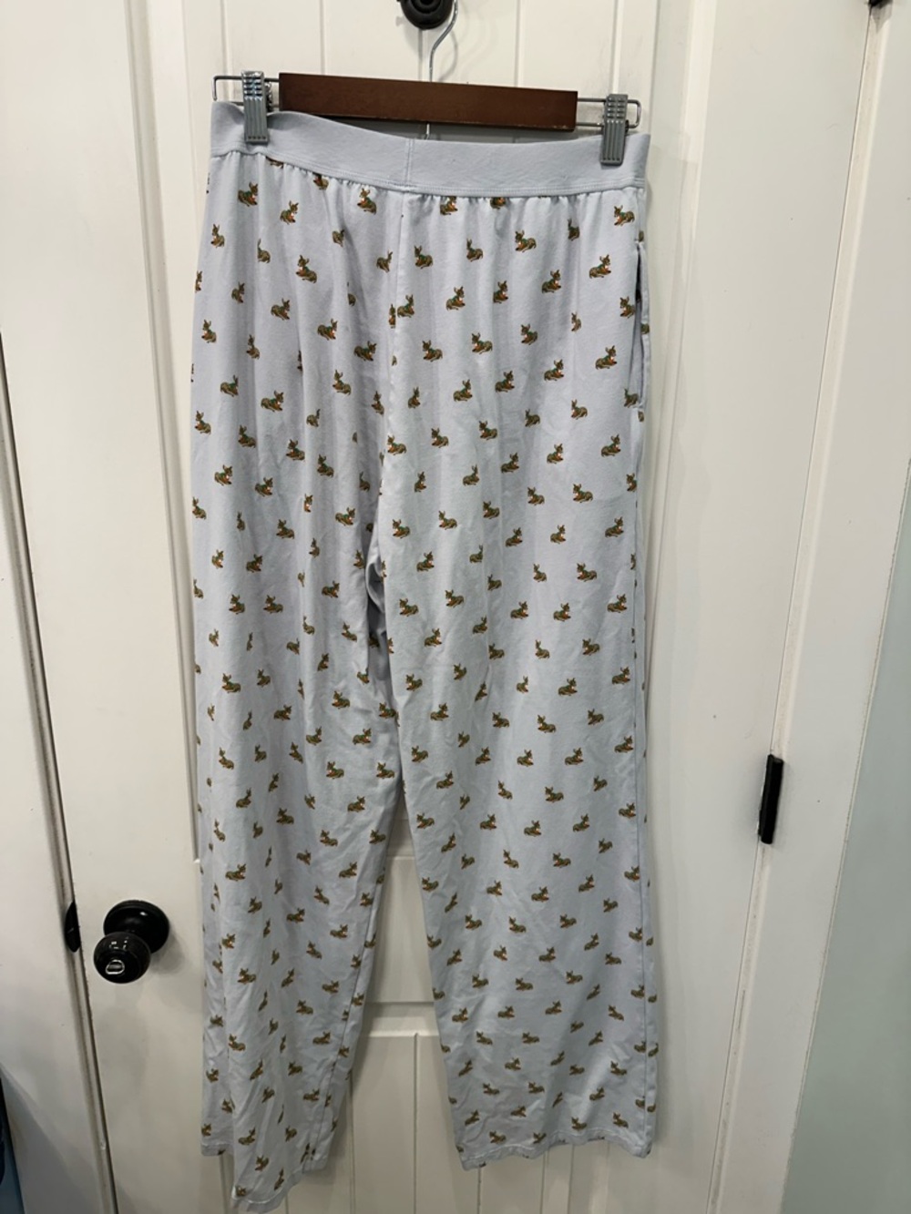 SKIMS Holiday Deer Fawn Long Sleeve & Pants Pajama Set Light Blue S - Picture 5 of 8